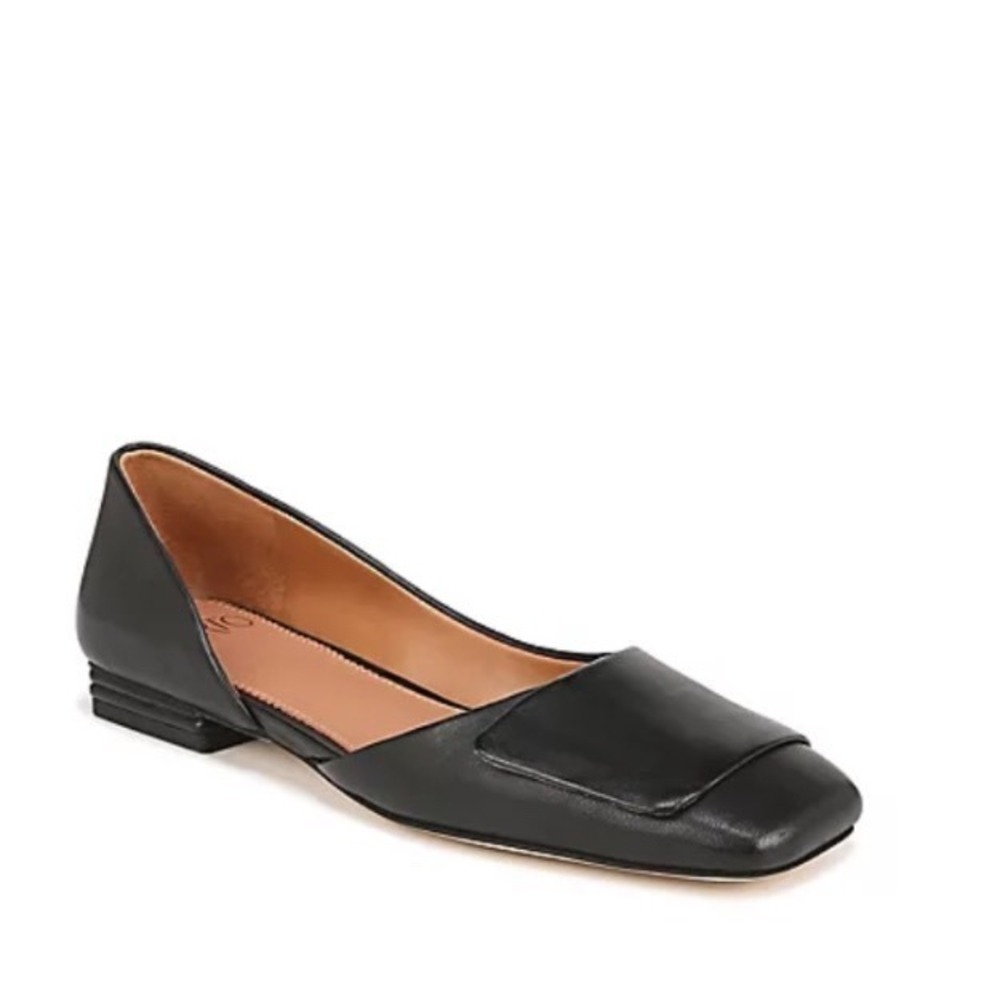 Sarto Franco Sarto Tracy Black Leather Square Toe dOrsay Flats Women's Size 6M